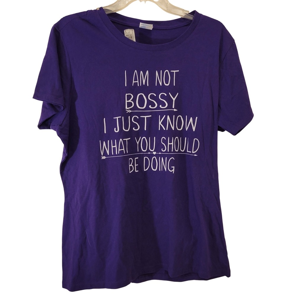 Port & Company Purple I Am Not Bossy Slogan T Shirt Women's XL